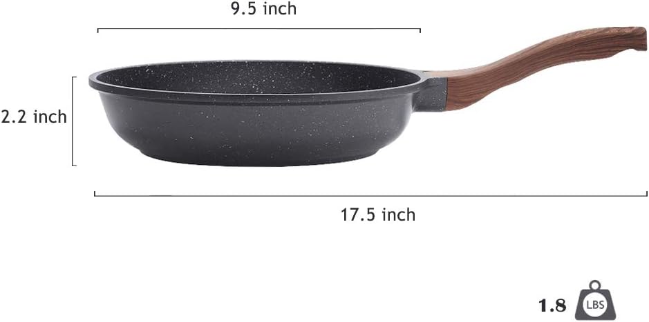 Nonstick Frying Pan Skillet, Swiss Granite Coating Omelette Pan, Healthy Stone Cookware Chef's Pan, PFOA Free 8/9.5/10/11/12.5 Inch 9.5 Inch - Image 4