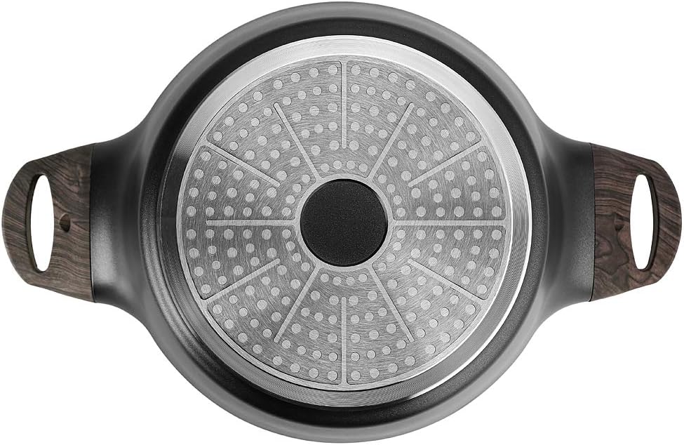 Stock Pot Nonstick 4.5 Quart Soup Pot Casserole Pot with Lid Healthy Pasta Pot Cooking Pot Black Sauce Pot with Woodgrain Bakelite Handle, All Stove Compatible Cookware, Easy to Clean - Image 6