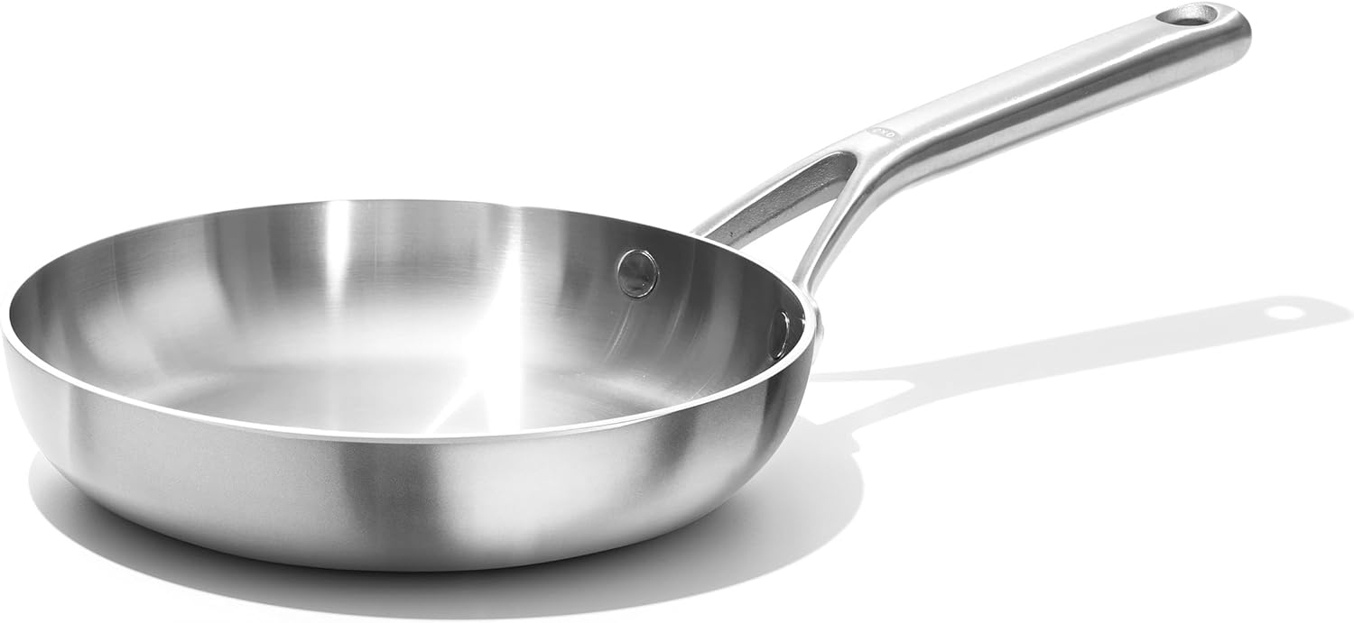 Mira Tri-Ply Stainless Steel, 8" Frying Pan Skillet, Induction, Multi Clad, Dishwasher and Metal Utensil Safe