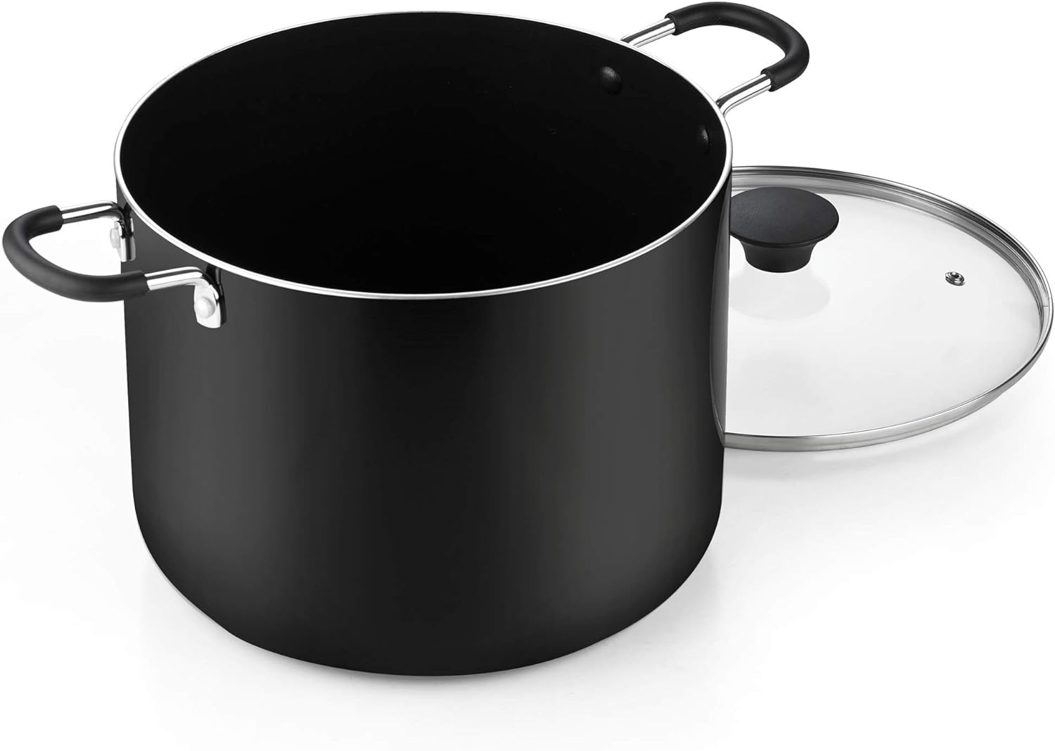 Nonstick Stockpot with Lid 10.5-Qt, Deep Cooking Pot Cookware Canning Stock Pot with Glass Lid, Black - Image 3