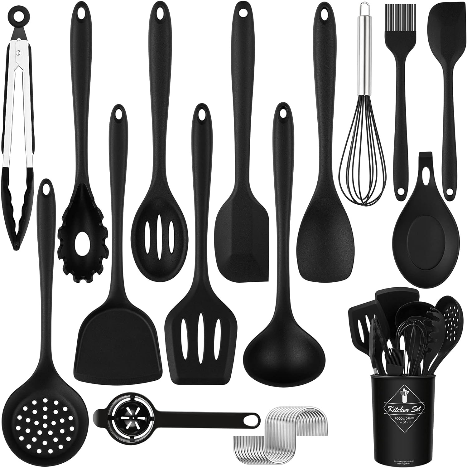 Kitchen Utensils Set - 25pcs Silicone Cooking Utensils Set, Silicone Kitchen Utensils, Cooking Tools Turner Tongs Nonstick Spatula Spoon for Nonstick Heat Resistant Cookware