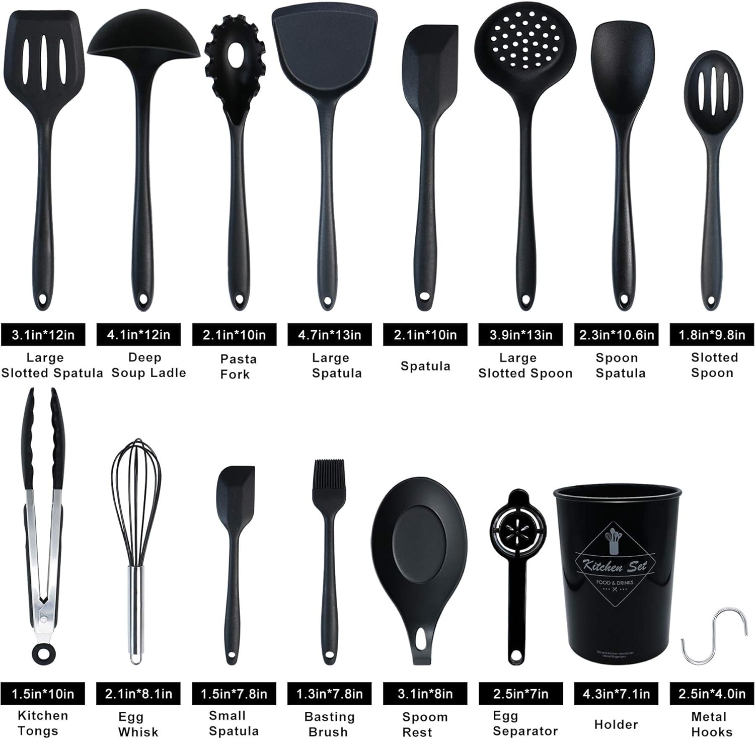 Kitchen Utensils Set - 25pcs Silicone Cooking Utensils Set, Silicone Kitchen Utensils, Cooking Tools Turner Tongs Nonstick Spatula Spoon for Nonstick Heat Resistant Cookware - Image 4